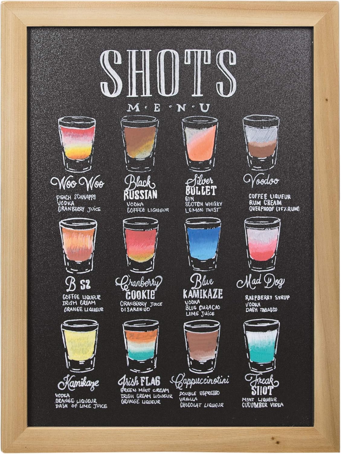 Securit Woody Wood Chalkboard Set with Chalkboard Markers, 30 x 40cm Hanging Blackboard, Memo Board, Wipeable Blackboard with Chalk Pen for Office, Kitchen or Weddings