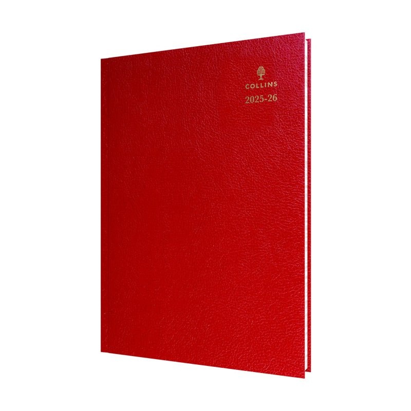 Collins 'Desk' 13 Month Mid/Academic Year Planner, July 2025-July - 44M.15-2526- 2026 Day-to-Page Appointments Diary, A4 Hard Cover, Red