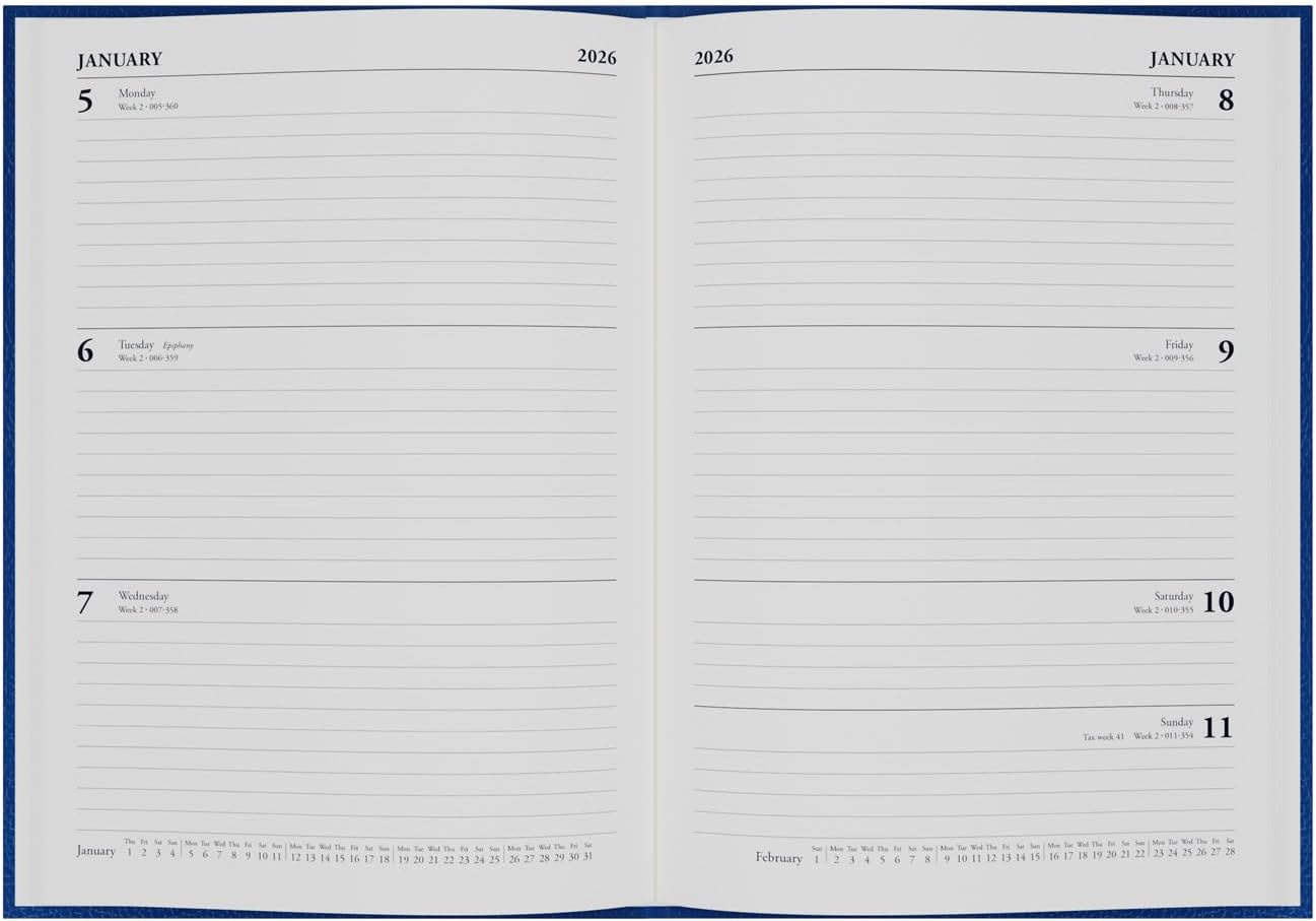 Collins 'Desk' 13 Month Mid/Academic Year Planner, July 2025-July 2026-52M.99-2526 - Day-to-Page Appointments Diary, A5 Hard Cover, Black