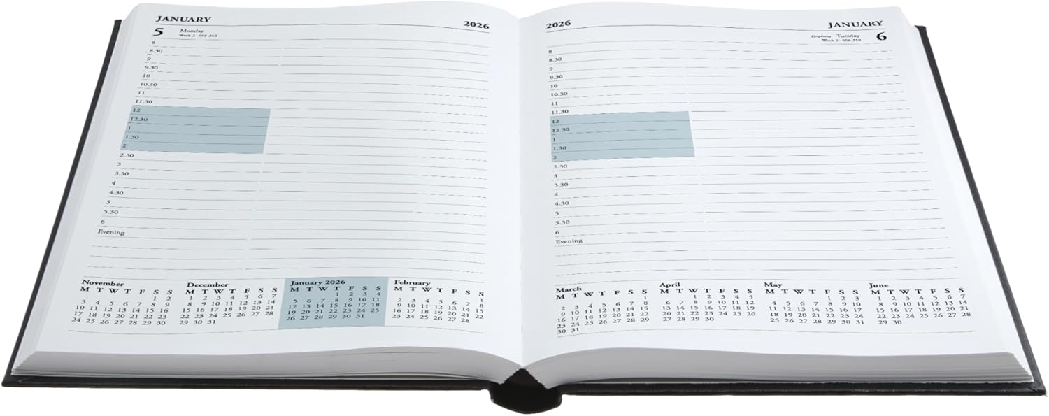 Collins 'Desk' 13 Month Mid/Academic Year Planner, July 2025-July 2026-52M.15-2526 - Day-to-Page Appointments Diary, A5 Hard Cover, Red