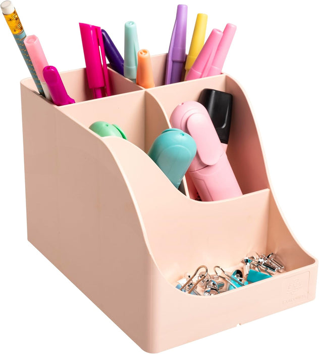 EXACOMPTA - SKU 69531D - 1 Pen Wave Skandi Nude Pen Pot - 5 compartments - 4 high compartments for large utensils and 1 bottom compartment for small utensils