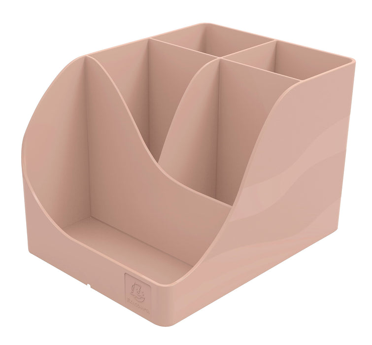 EXACOMPTA - SKU 69531D - 1 Pen Wave Skandi Nude Pen Pot - 5 compartments - 4 high compartments for large utensils and 1 bottom compartment for small utensils