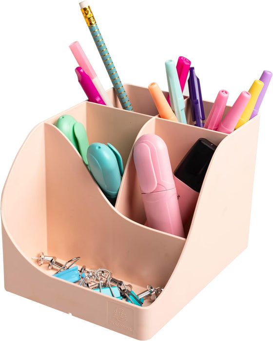 EXACOMPTA - SKU 69531D - 1 Pen Wave Skandi Nude Pen Pot - 5 compartments - 4 high compartments for large utensils and 1 bottom compartment for small utensils