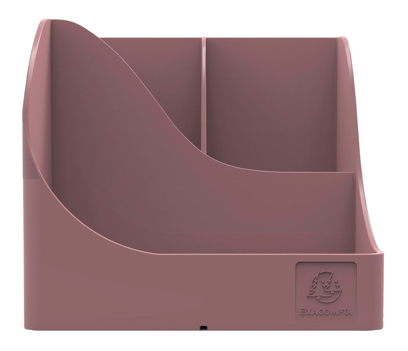 EXACOMPTA - SKU 69538D - 1 Skandi Pen Wave Pen Holder Pink - 5 compartments - 4 high compartments for large utensils and 1 bottom compartment for small utensils