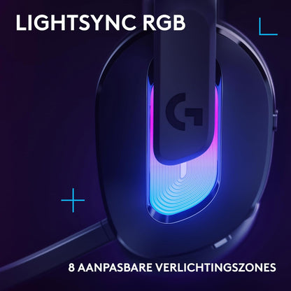 Logitech G G522 LIGHTSPEED draadloze gaming headset, LIGHTSYNC RGB, microfoon en geavanceerde gesynchroniseerde audio, drievoudige connectiviteit - LIGHTSPEED, Bluetooth, USB-A USB-C voor pc - Zwart