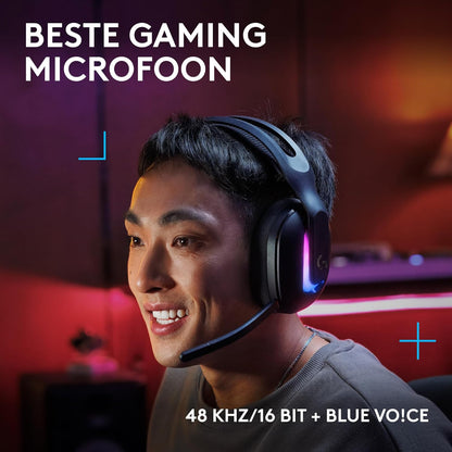 Logitech G G522 LIGHTSPEED draadloze gaming headset, LIGHTSYNC RGB, microfoon en geavanceerde gesynchroniseerde audio, drievoudige connectiviteit - LIGHTSPEED, Bluetooth, USB-A USB-C voor pc - Zwart