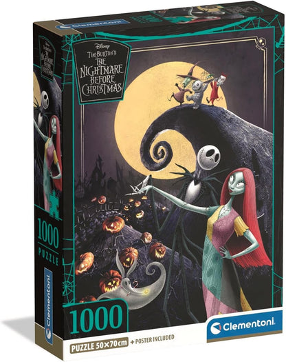 Clementoni Puzzle 1000 pieces, Disney Nightmare Before Christmas, Compact box, Puzzle for Adults 14-99 Years, Made in Italy, 37060