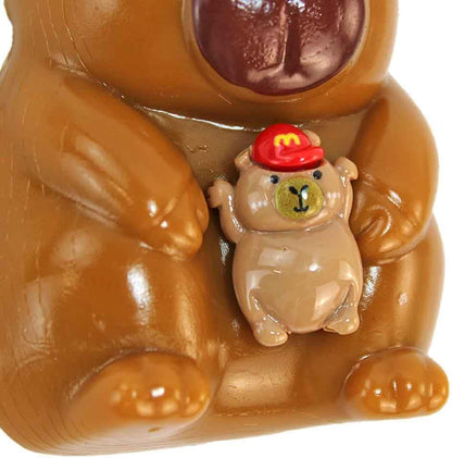Stretch & knijp Capybara van rubber, 8 cm, set van 5, met hechtende stoffen ballen, kleurrijke motieven (bijv. met helm of kind