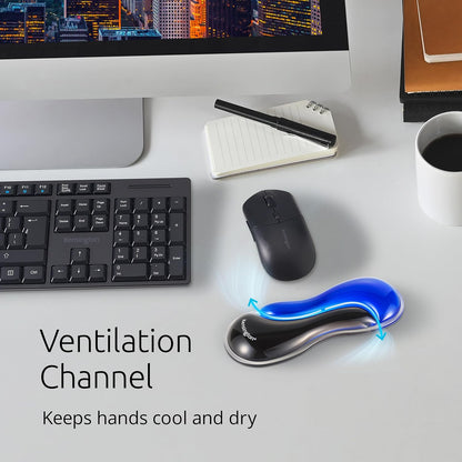 Kensington Slim Duo Gel Mouse and Trackball Wrist Rest, 192 x 72 x 22mm, Ergonomic Support for Wrist Strain and Discomfort, Compatible with Low Profile Mice and Trackballs, Black/Blue (K62439WW)