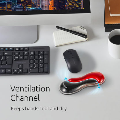 Kensington Slim Duo Gel Mouse and Trackball Wrist Rest, 192 x 72 x 22mm, Ergonomic Support for Wrist Strain and Discomfort, Compatible with Low Profile Mice and Trackballs, Black/Red (K62440WW)