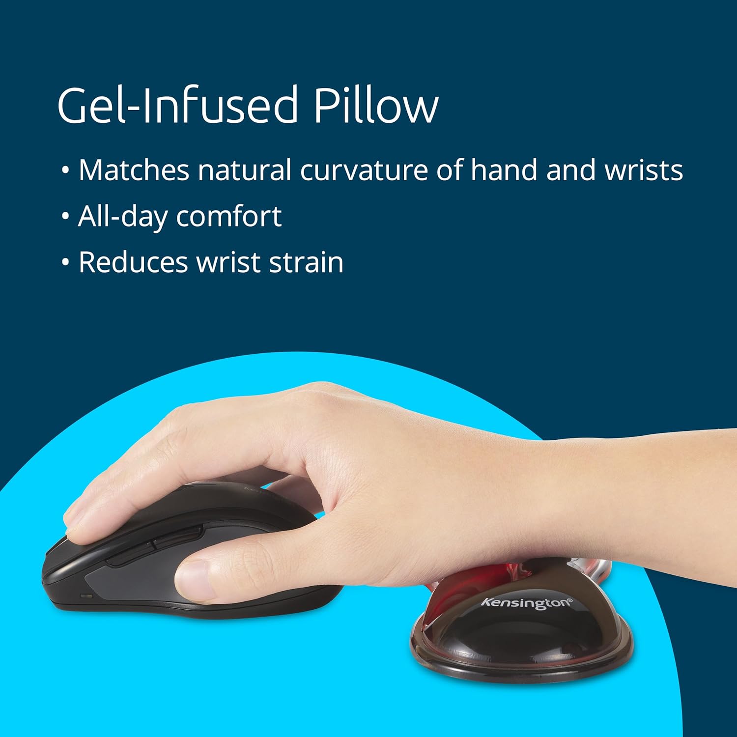 Kensington Slim Duo Gel Mouse and Trackball Wrist Rest, 192 x 72 x 22mm, Ergonomic Support for Wrist Strain and Discomfort, Compatible with Low Profile Mice and Trackballs, Black/Red (K62440WW)