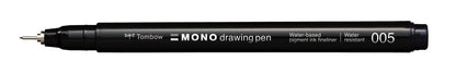 Tombow Fineliner MONO drawing pen, largeur de trait 005 (env. 0,20 mm), encre pigmentée, résistante à l'eau et à la lumière, pour les croquis, pour illustrer et dessiner, noir, WS-EFL-H-005