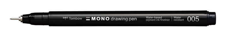 Tombow Fineliner MONO drawing pen, largeur de trait 005 (env. 0,20 mm), encre pigmentée, résistante à l'eau et à la lumière, pour les croquis, pour illustrer et dessiner, noir, WS-EFL-H-005