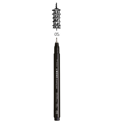 Tombow Fineliner MONO drawing pen, line width 05 (approx. 0.45 mm), pigment ink, water and light resistant, for sketches, for illustrating and drawing, black, WS-EFL-H-05