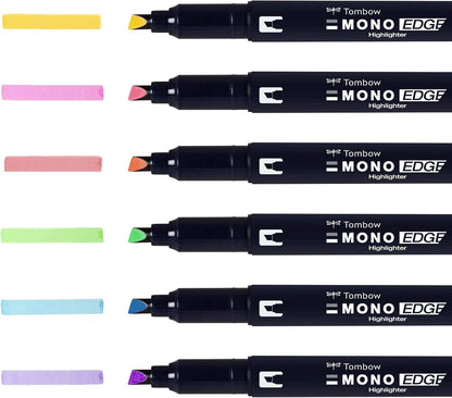 Tombow | Rotulador Fluorescente Doble Punta Mono Edge Amarillo | Resaltador Creativo con Punta Ancha y Punta Fina| Ideal para Planificadores, Agendas, Libretas, Cuadernos