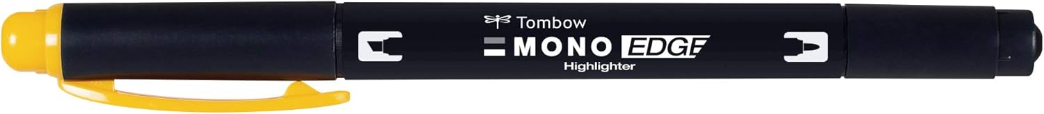 Tombow | Rotulador Fluorescente Doble Punta Mono Edge Amarillo | Resaltador Creativo con Punta Ancha y Punta Fina| Ideal para Planificadores, Agendas, Libretas, Cuadernos