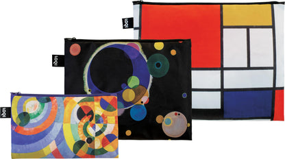 Loqi Delaunay, Kandinsky, Mondrian Circular Forms, Several Circles, Composition Zip Pockets