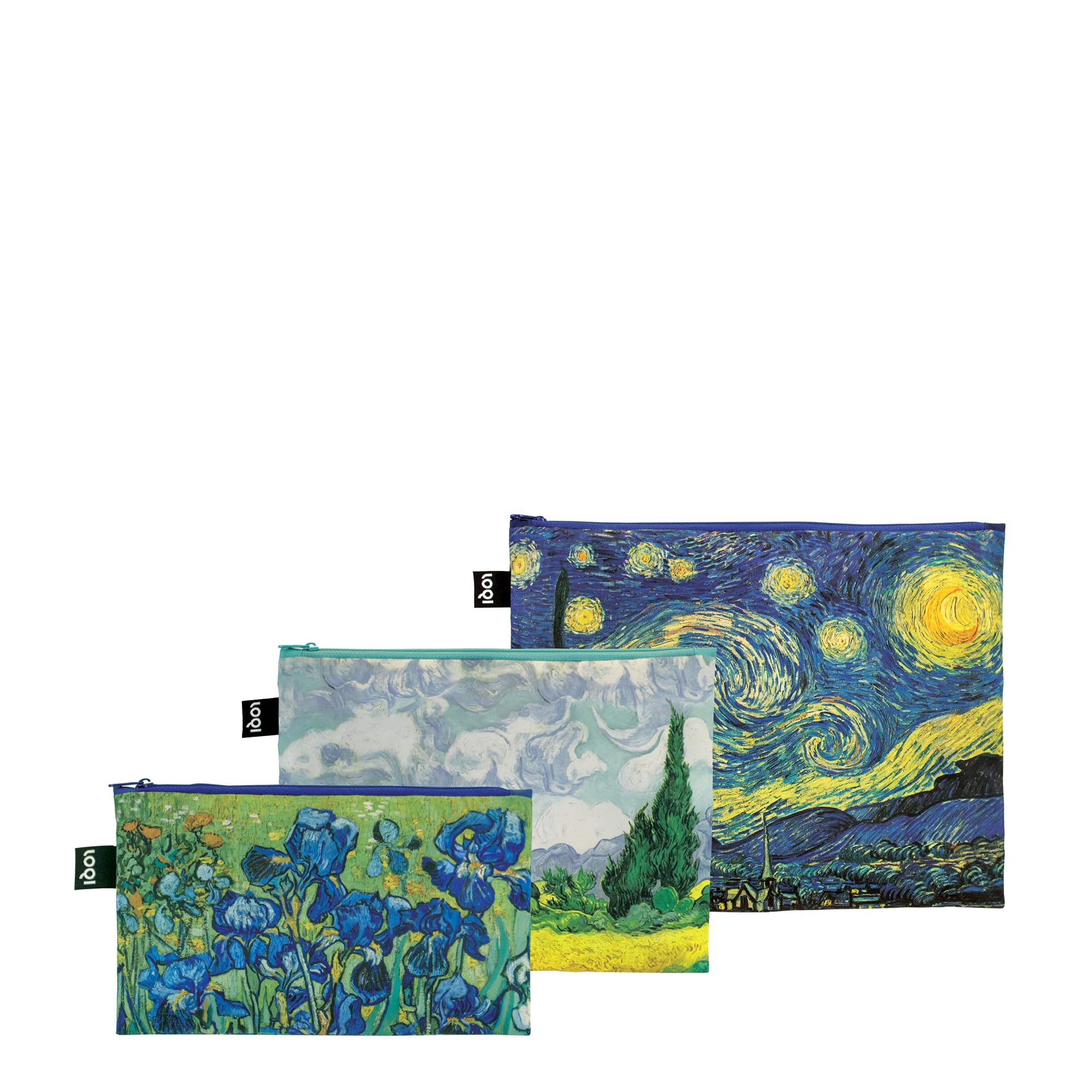 LOQI - VINCENT VAN GOGH Irises, A Wheatfield With Cypresses, The Starry Night Zip Pockets