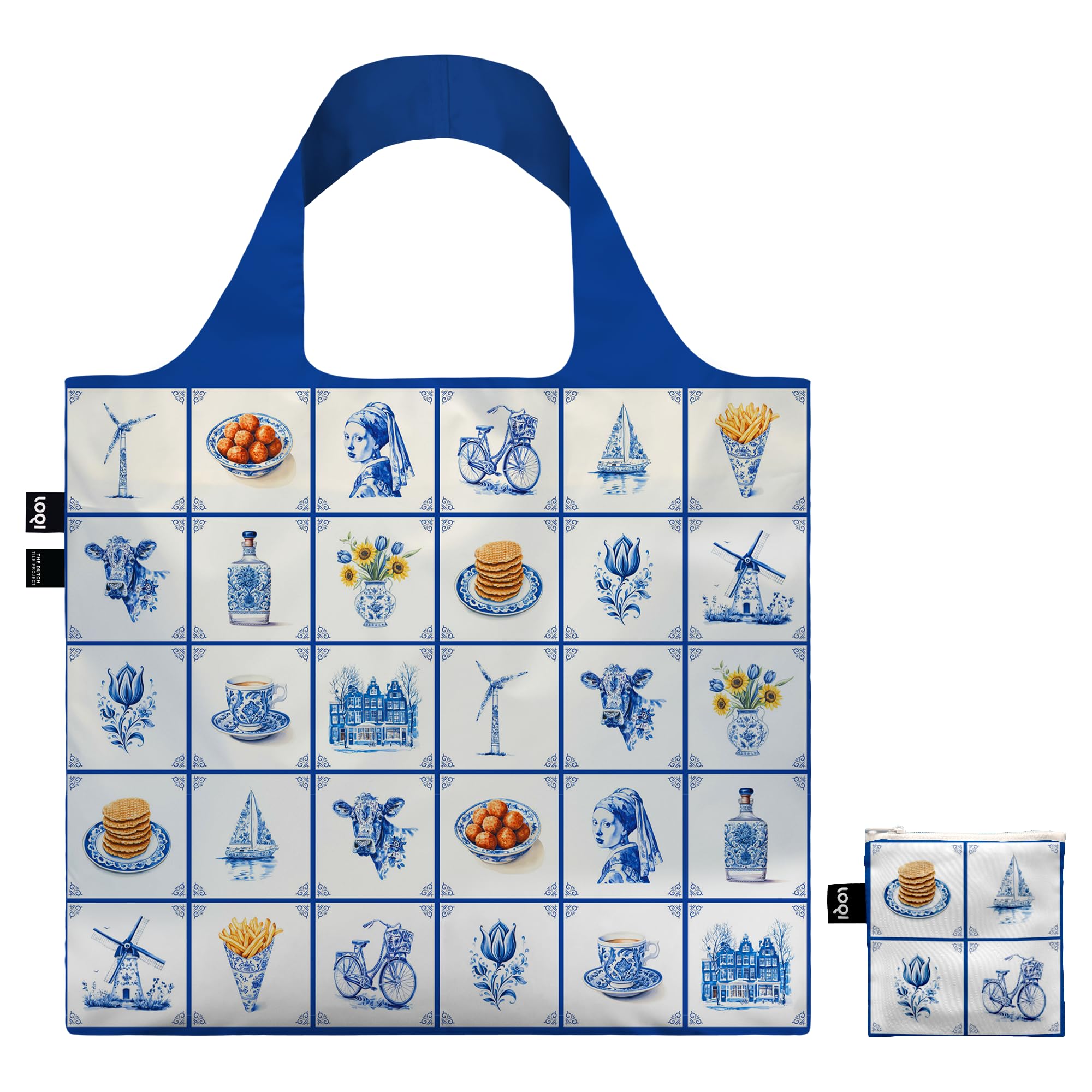 LOQI Delft Heritage Recycled Bag, blue, Large