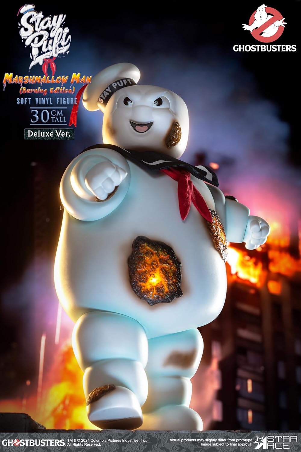 Star Ace Toys Ghostbusters Figurine en vinyle de luxe Stay Puft Marshmallow Man (Burning Edition