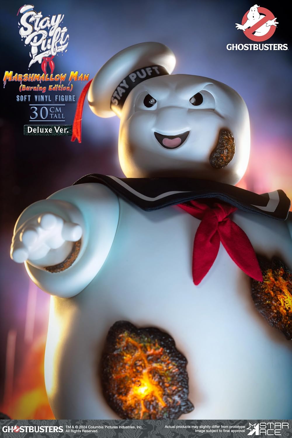 Star Ace Toys Ghostbusters Figurine en vinyle de luxe Stay Puft Marshmallow Man (Burning Edition