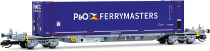 Arnold TT HN9760 2-unit pack 4-axle container wagons, 2x 45' container P & O Ferrymasters (blue + yellow), ep. VI Wagon Packs