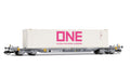 Arnold TT HN9762 Wagon Porte-conteneurs à 4 essieux, livrée Grise chargée avec 1 conteneur 1 x 45 pi One, EP. VI Wagon Packs