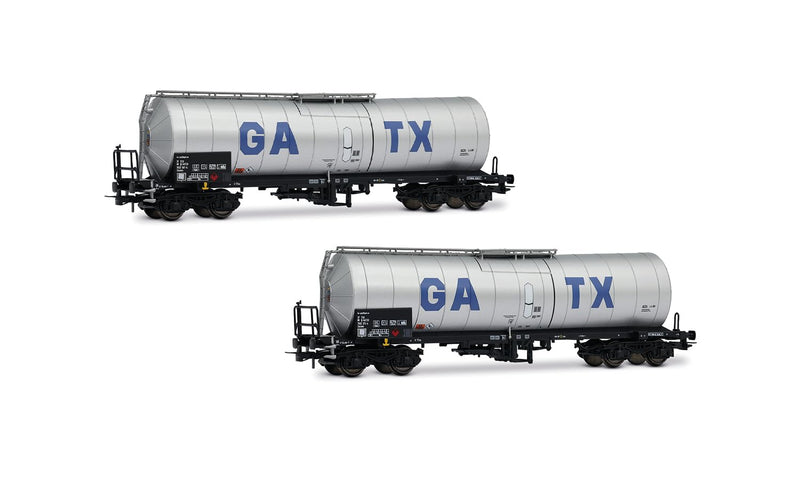 Gatx, 2-Unit Pack 4-Axle Isolated Tank Wagons, Light Grey Livery With Big Gatx Logo, Ep. Vi