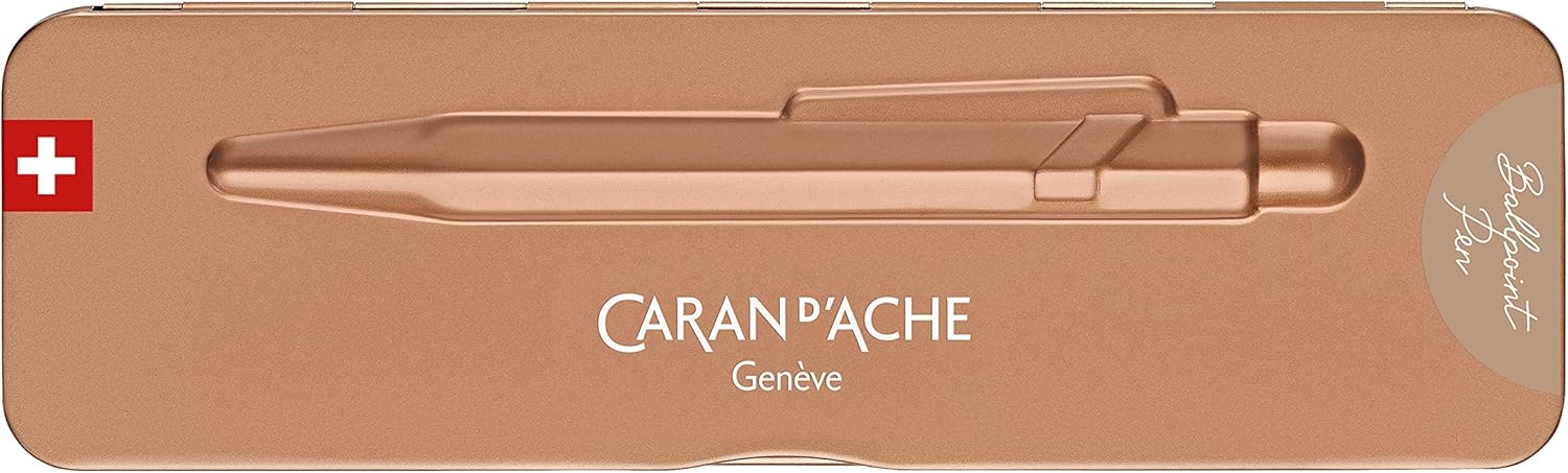 Caran Dache Ballpoint Pen, Brut Rose, with Goliath Blue Medium Cartridge, 849.997