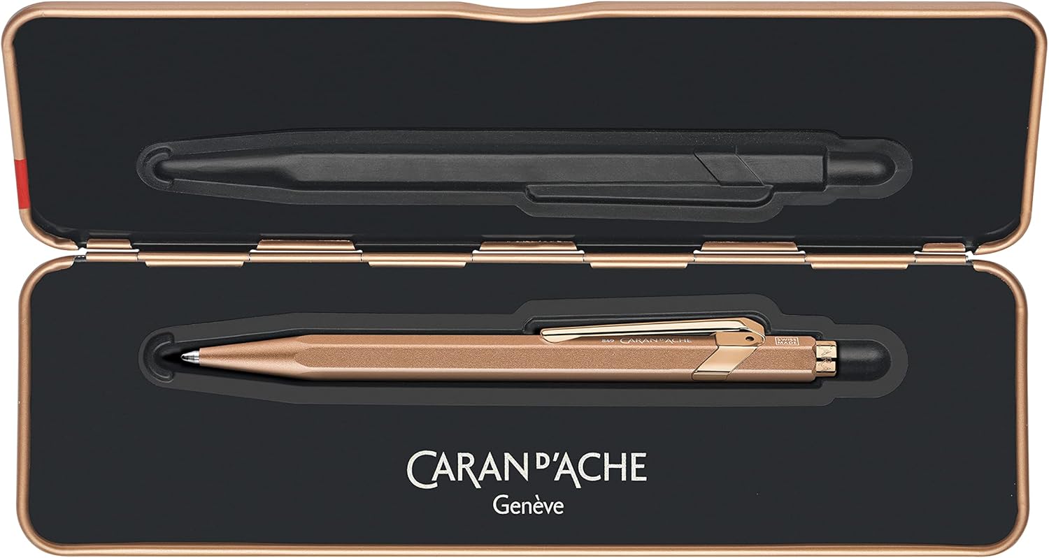 Caran Dache Ballpoint Pen, Brut Rose, with Goliath Blue Medium Cartridge, 849.997