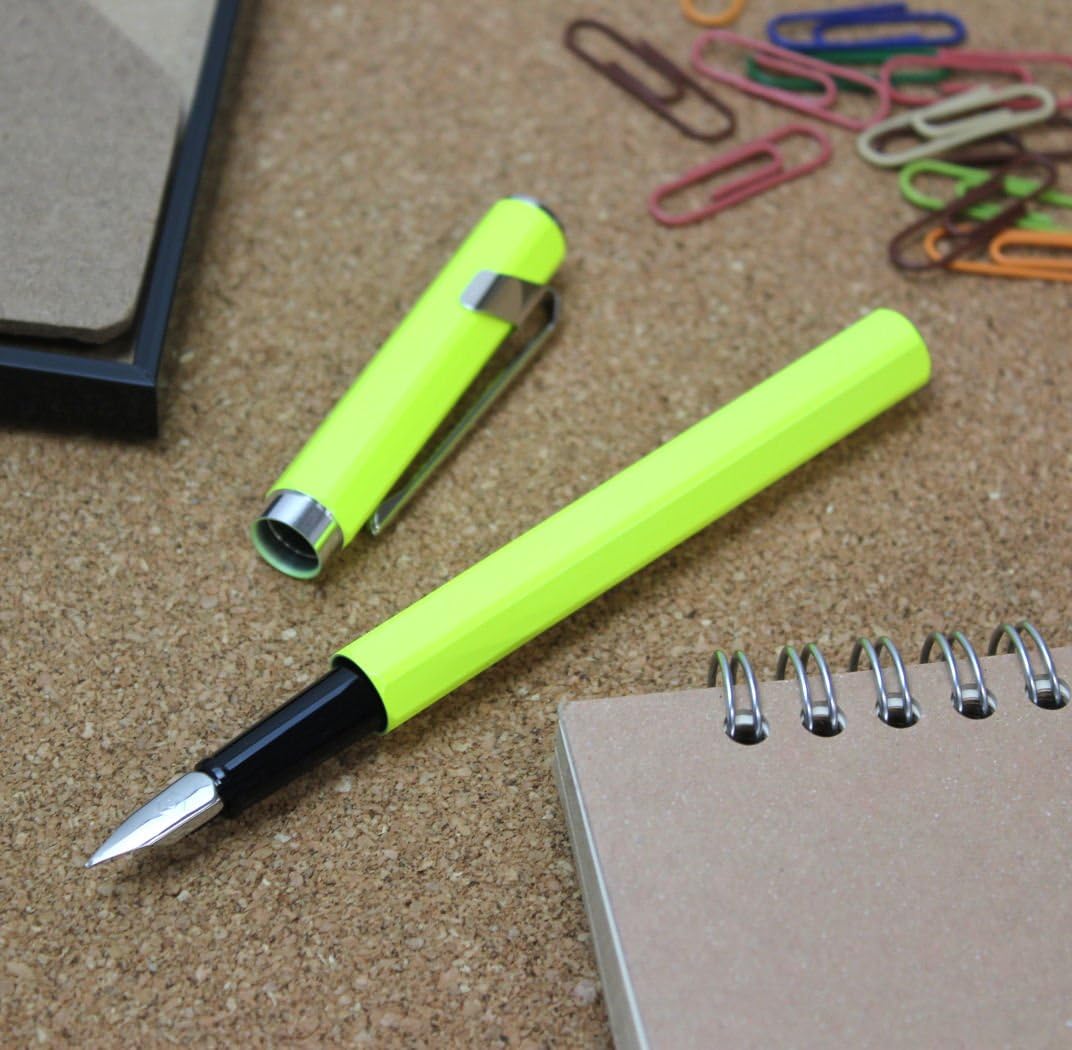 Caran Dache Fountain Pen, Fluo Line, Yellow, with Medium Nib