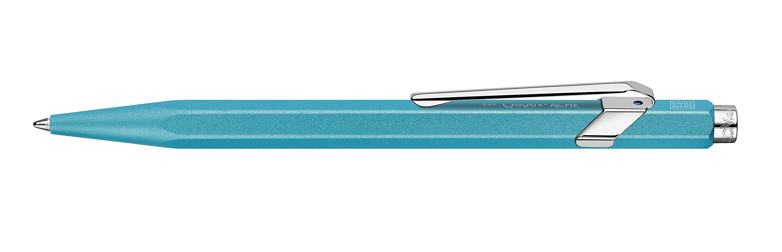 Caran d’Ache – Bolígrafo Ballpoint 849 Colormat-X Line Retráctil de Aluminio con diseño en forma hexagonal (Color Turquesa)