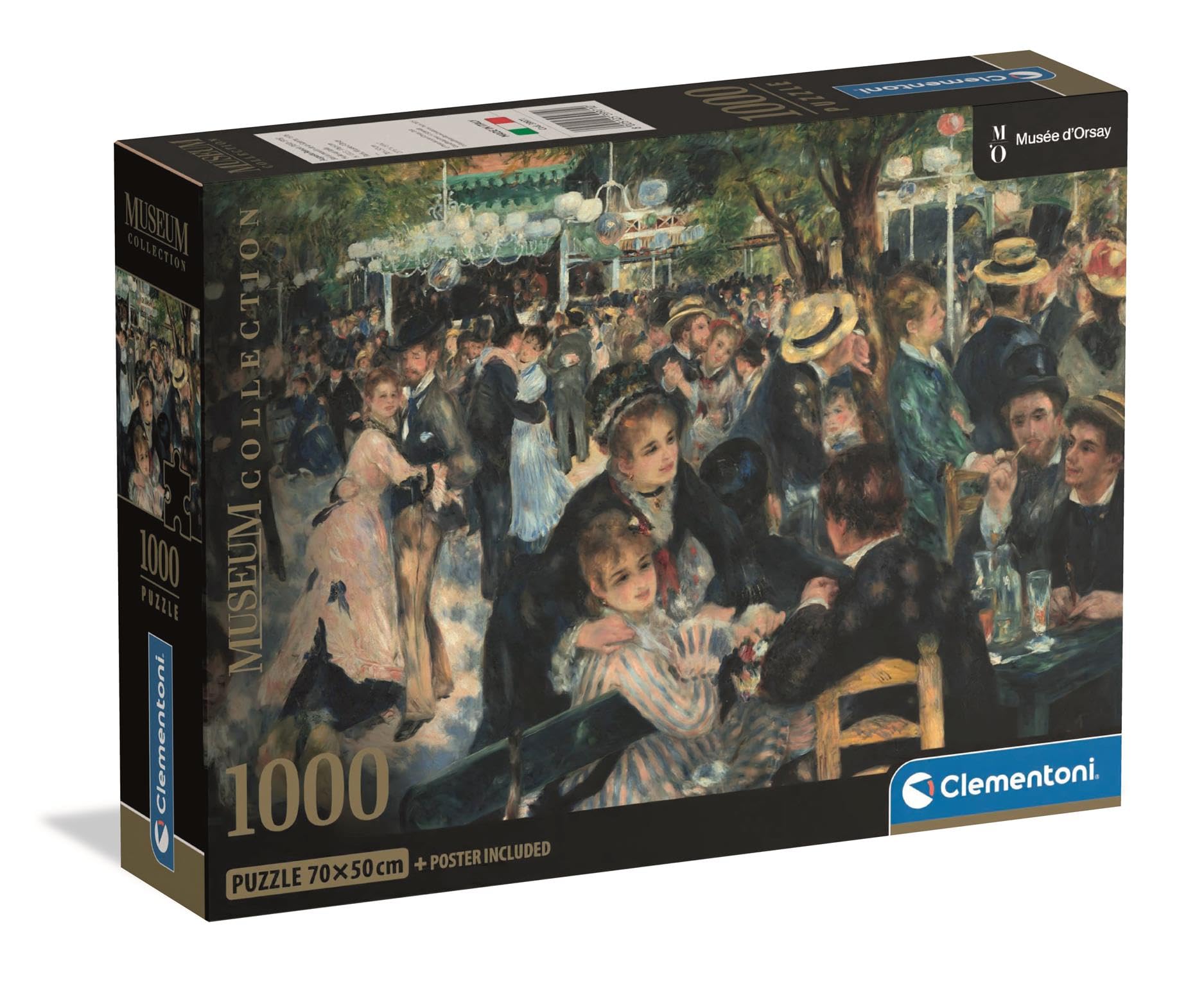 Clementoni Jigsaw Puzzle 1000 pieces Museum Collection Bal du Moulin de la Galette, Puzzle for Adults 14-99 Years, Compact box, Made in Italy, 39971