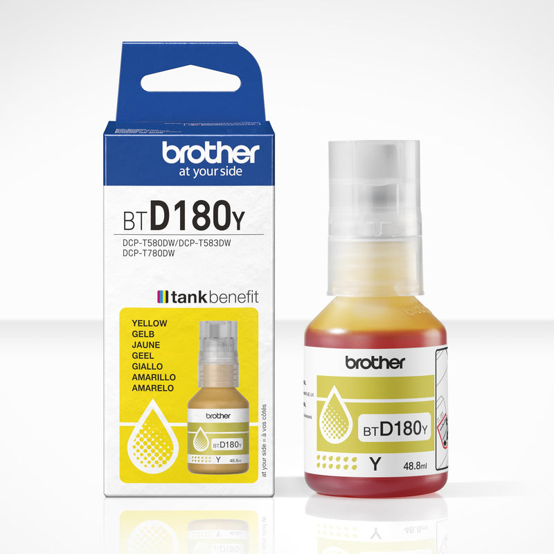 BROTHER BTD180Y - Flacone di inchiostro giallo, include 1 flacone di inchiostro, forniture originali