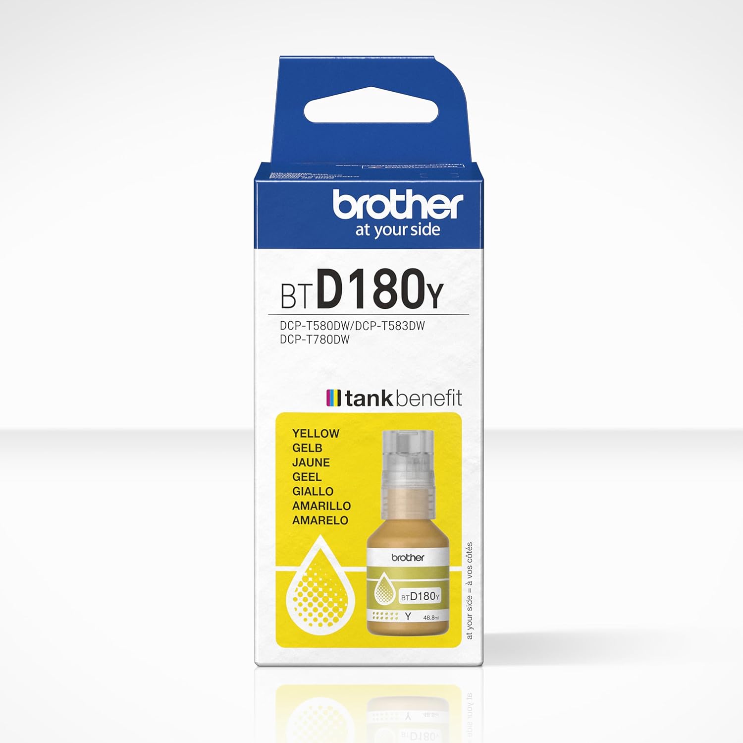 BROTHER BTD180Y - Flacone di inchiostro giallo, include 1 flacone di inchiostro, forniture originali