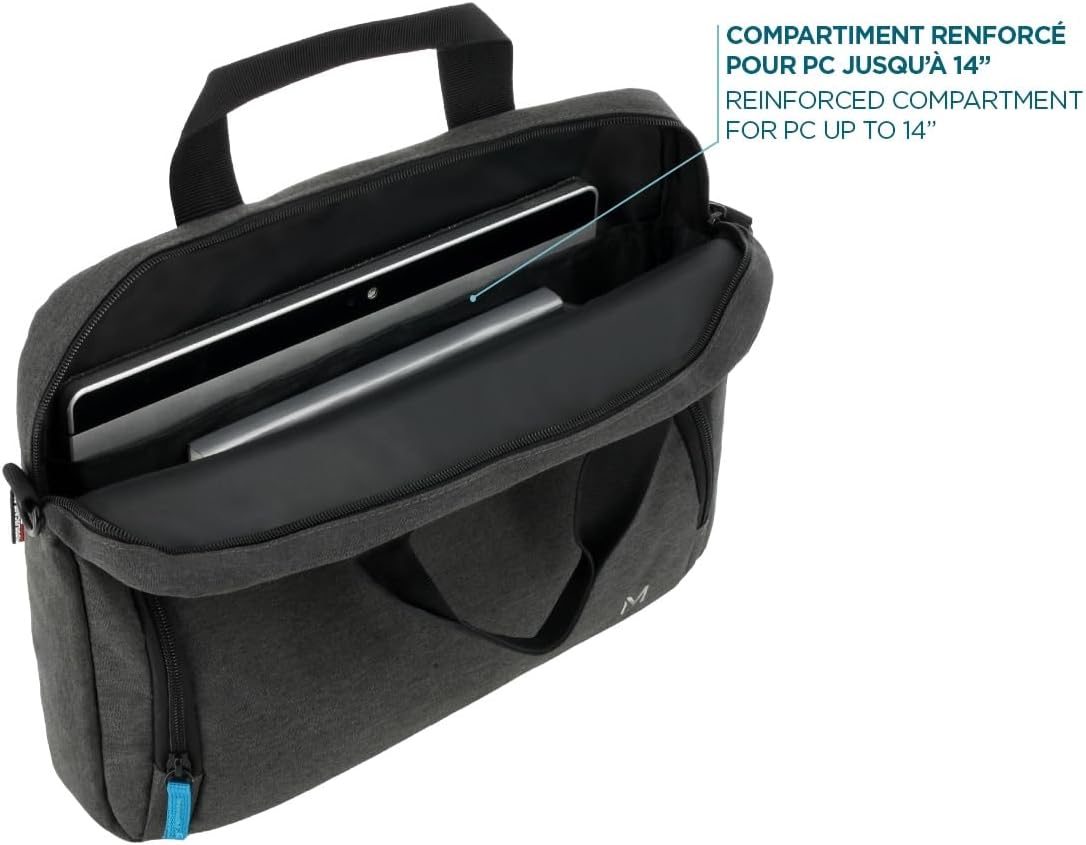 MOBILIS Toploading Bag for 11-14" Laptop, Shoulder Bag with 13" PC Pocket & Accessories Pocket, Dark Grey