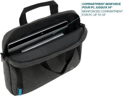 MOBILIS Toploading Bag for 11-14" Laptop, Shoulder Bag with 13" PC Pocket & Accessories Pocket, Dark Grey
