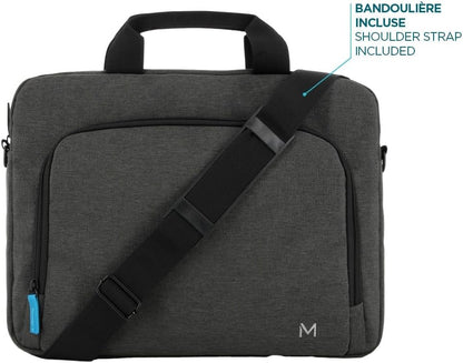 MOBILIS Toploading Bag for 11-14" Laptop, Shoulder Bag with 13" PC Pocket & Accessories Pocket, Dark Grey