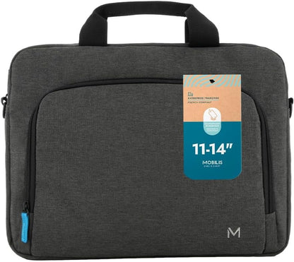 MOBILIS Toploading Bag for 11-14" Laptop, Shoulder Bag with 13" PC Pocket & Accessories Pocket, Dark Grey