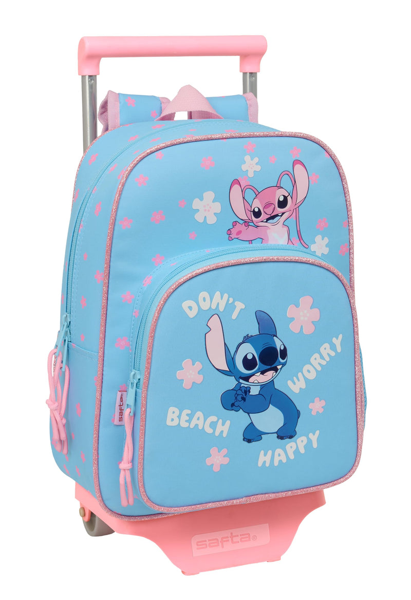 Safta STITCH HAPPY - Children's Backpack with Trolley 705, Ideal for Children of Different Ages, Comfortable and Versatile, Quality and Resistance, 26 x 11 x 34 cm, light blue, M, Casual
