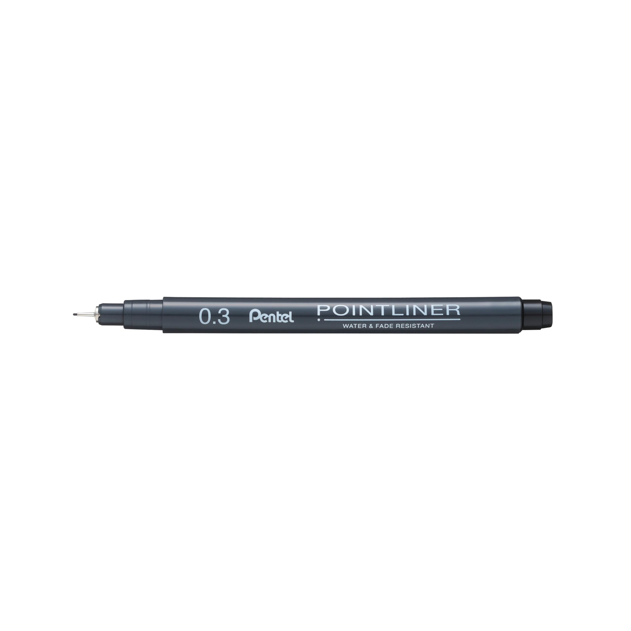 Pentel Arts Pointliner, 0.3mm Tip, Black Pigment ink, Pack of 12 pens