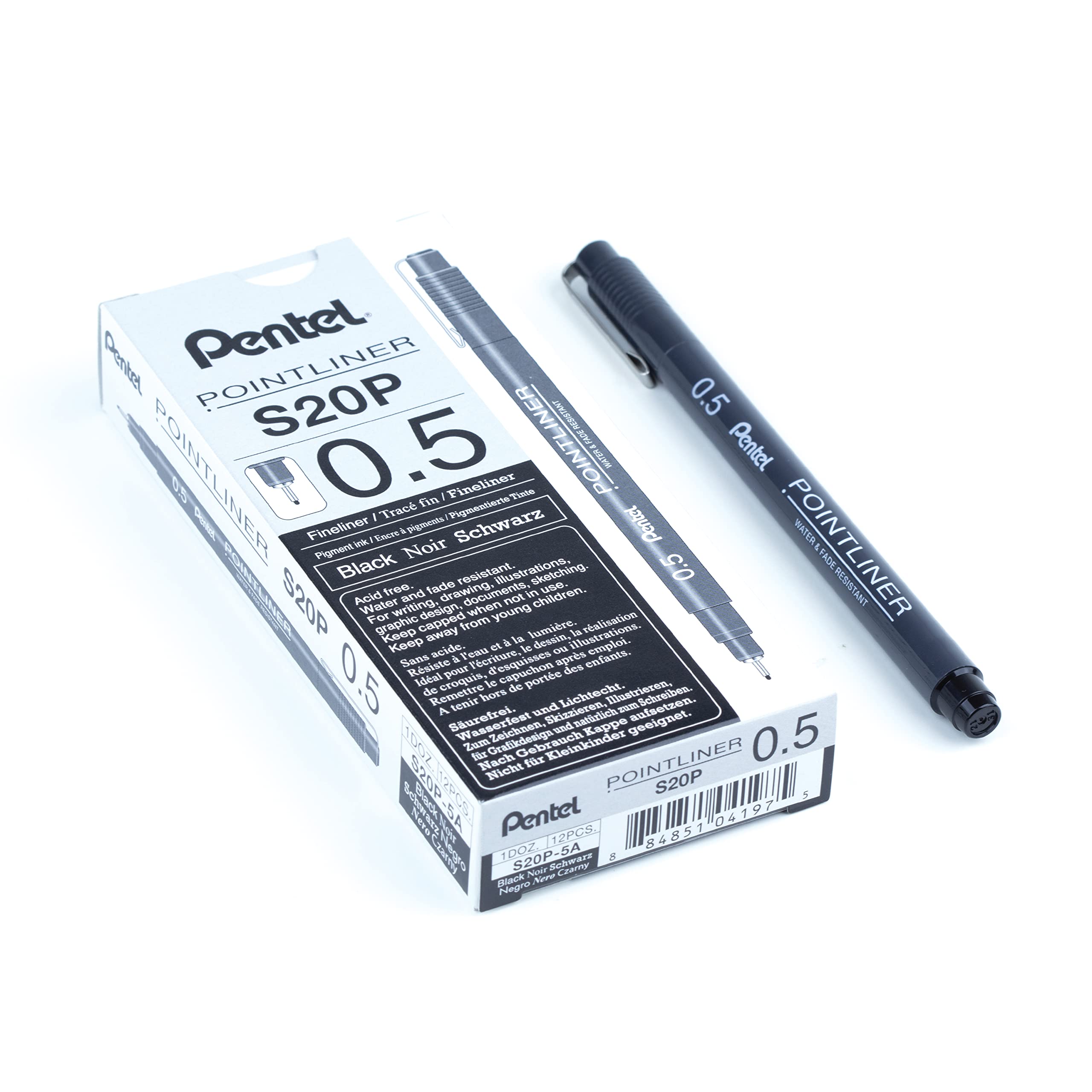 Pentel P/liner Pigmt Line 0.5 Blk 12