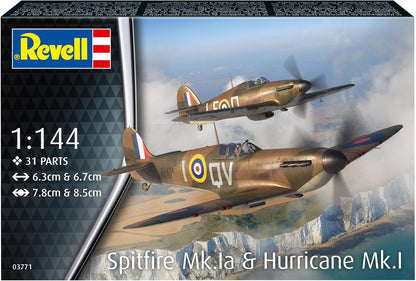 Revell 03771 Supermarine Spitfire Mk.Ia & Hawker Hurricane Mk.I 1:144 Scale Unbuilt/Unpainted Plastic Model Kit