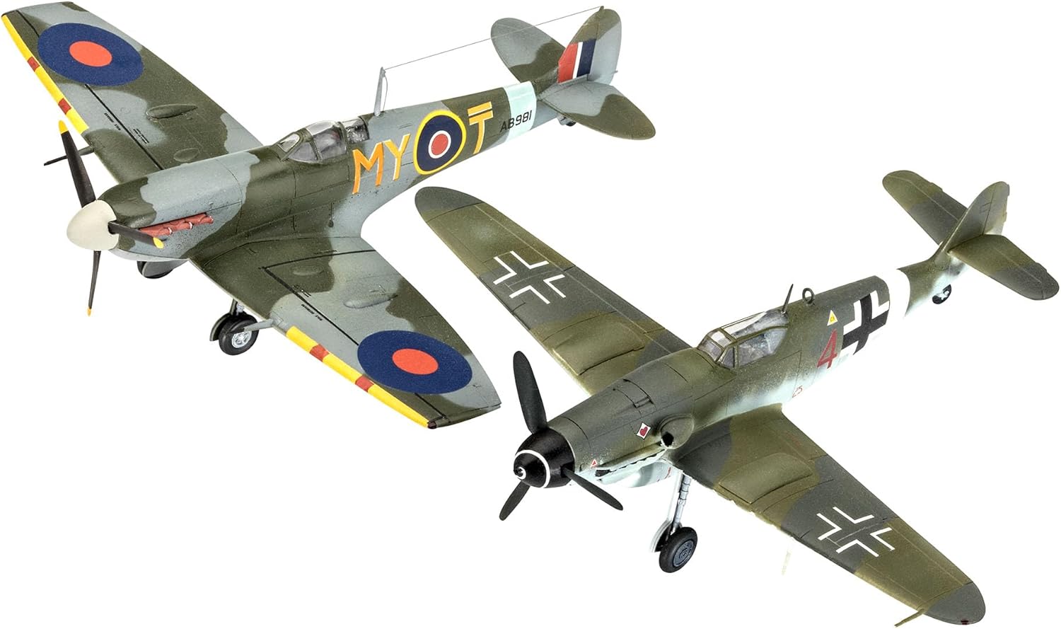 Revell- Combat Set Bf109G-10 & Spitfire Messerschmitt Accesorios, Color Plateado, Mittel (RV03710