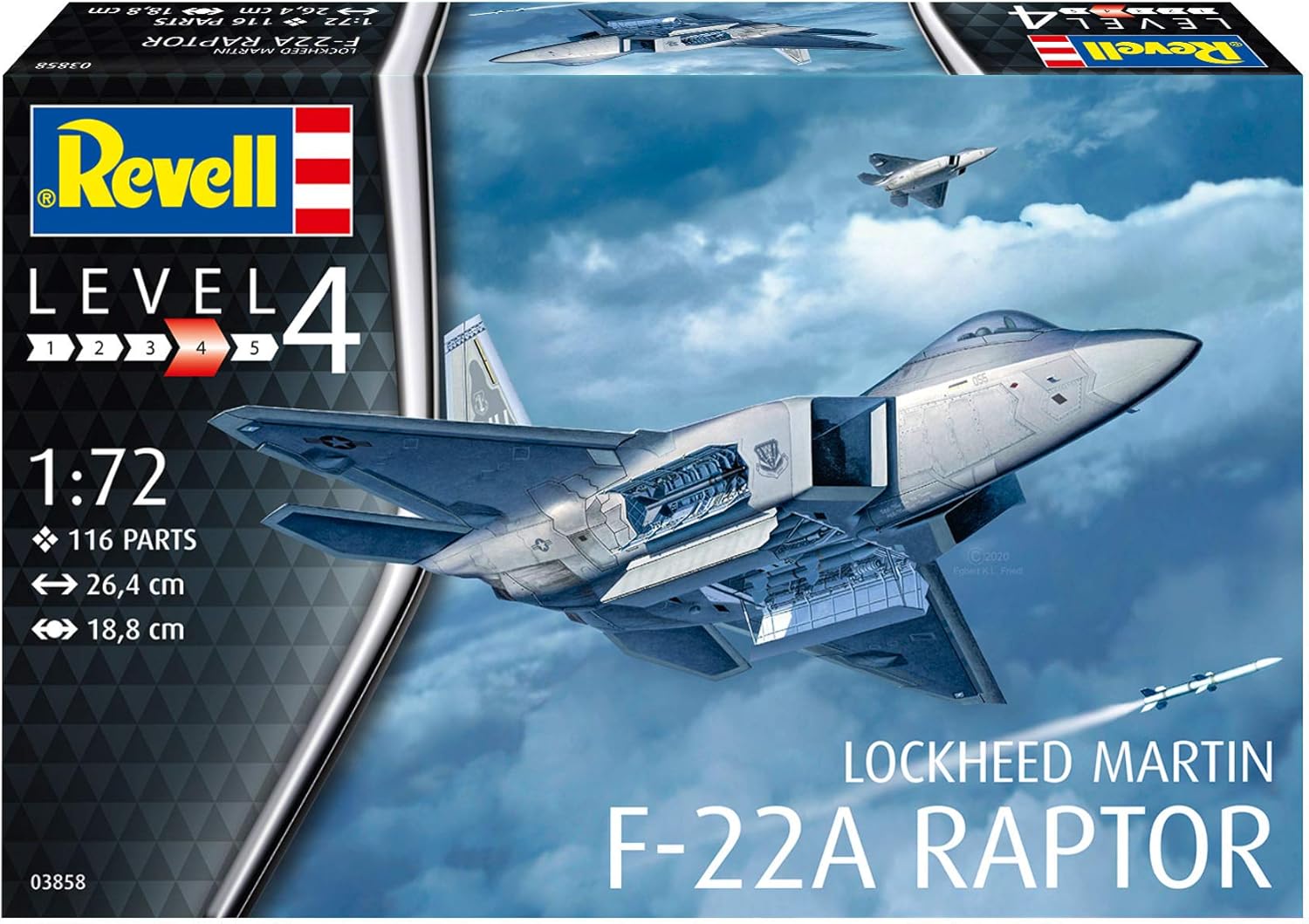 Revell 03858 Lockheed Martin F-22A Raptor 1:72 Scale Unbuilt/Unpainted Plastic Model Kit