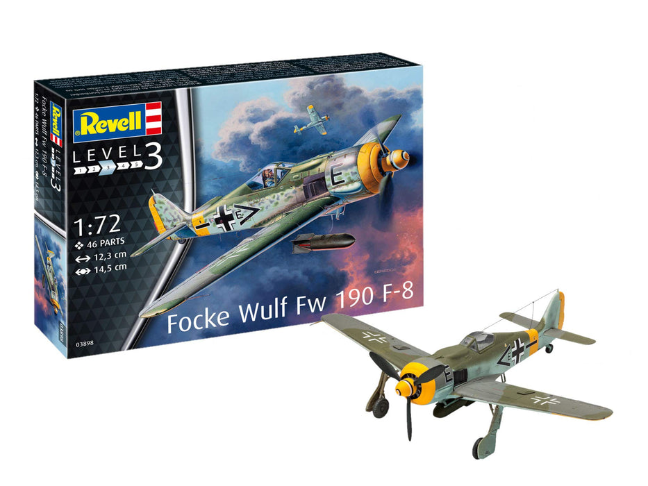 Revell 03898 10 Modellbausatz Focke Wulf Fw190 F-8" im Maßstab 1:72, Level 3, Mehrfarbig