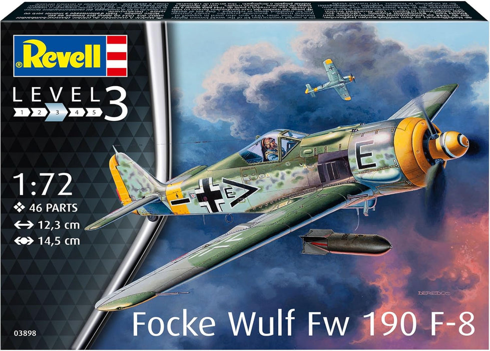 Revell 03898 10 Modellbausatz Focke Wulf Fw190 F-8" im Maßstab 1:72, Level 3, Mehrfarbig