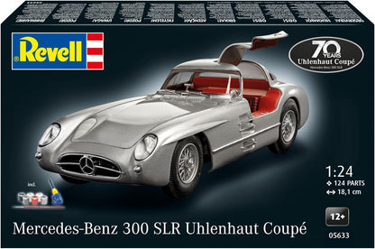 Revell Gift Set 05633 Mercedes-Benz 300 SLR 70th Anniversary 1:24 Scale Unbuilt Plastic Model Kit with Accessories, Silver