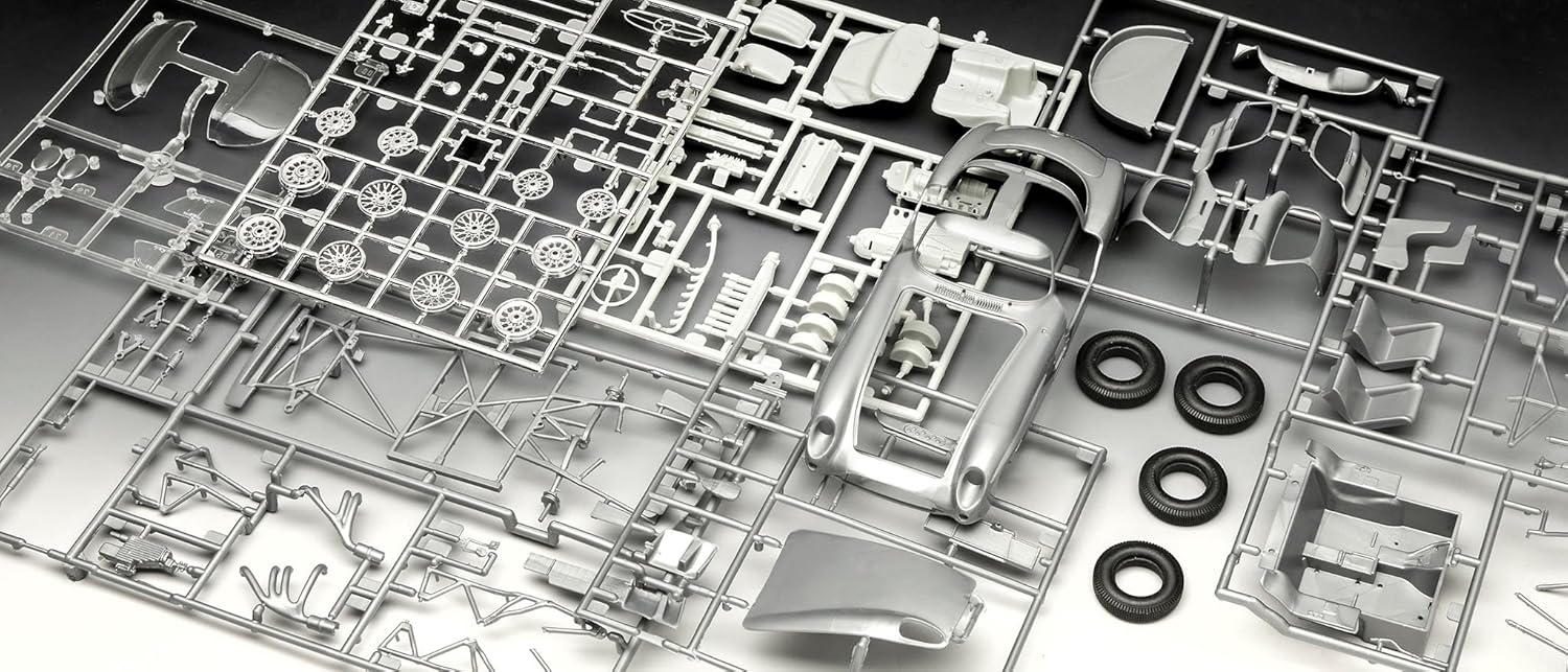 Revell Gift Set 05633 Mercedes-Benz 300 SLR 70th Anniversary 1:24 Scale Unbuilt Plastic Model Kit with Accessories, Silver