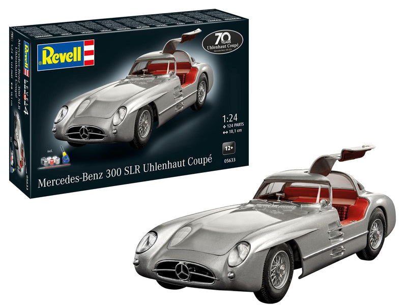 Revell Gift Set 05633 Mercedes-Benz 300 SLR 70th Anniversary 1:24 Scale Unbuilt Plastic Model Kit with Accessories, Silver